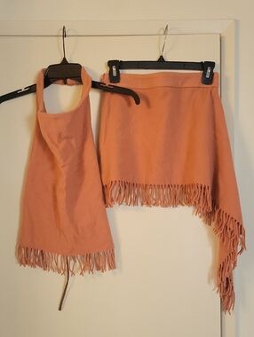 A.M.M. Asymmetrical Fringe Skirt And Top Set
